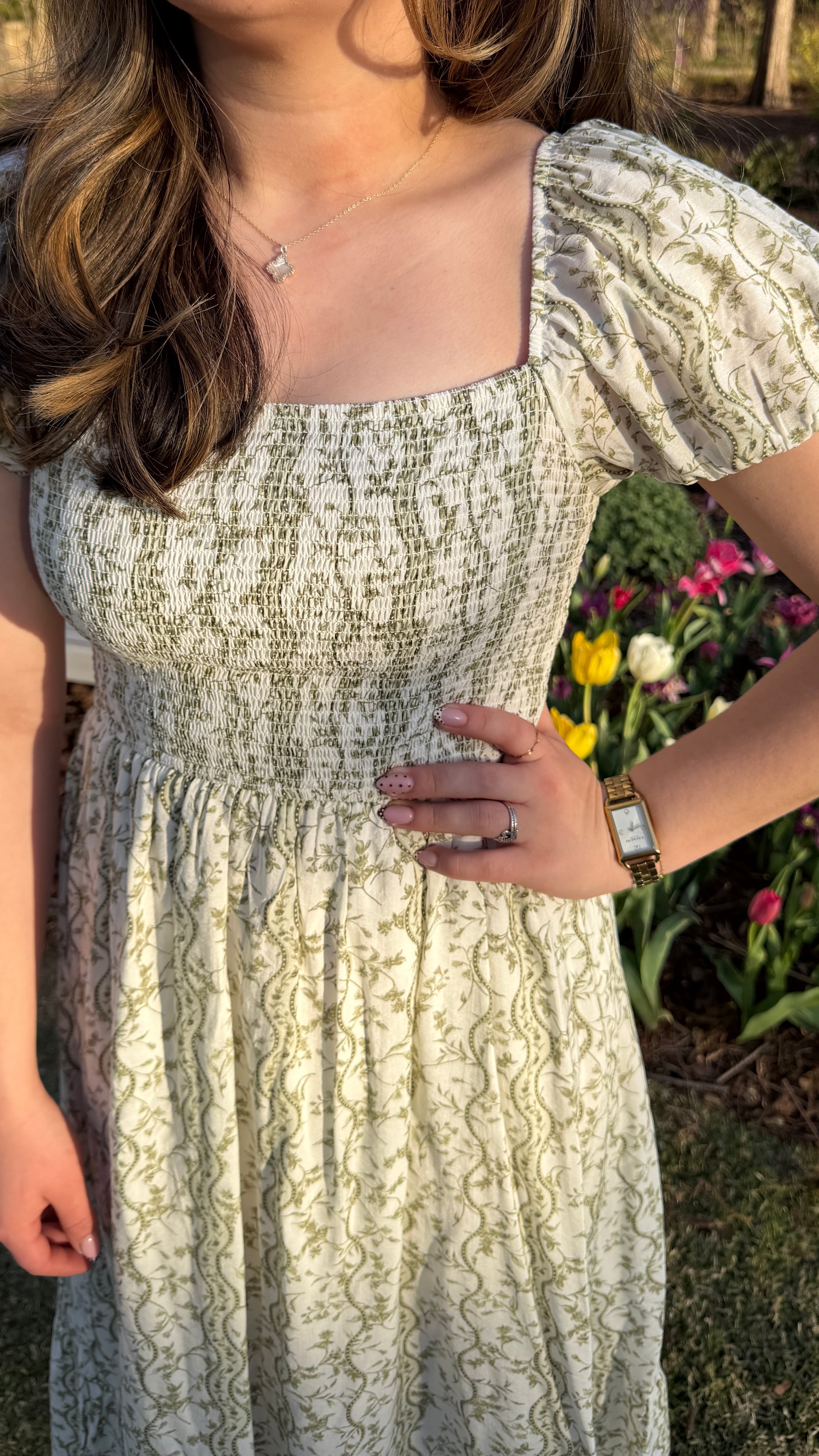 Florance Green Midi Dress