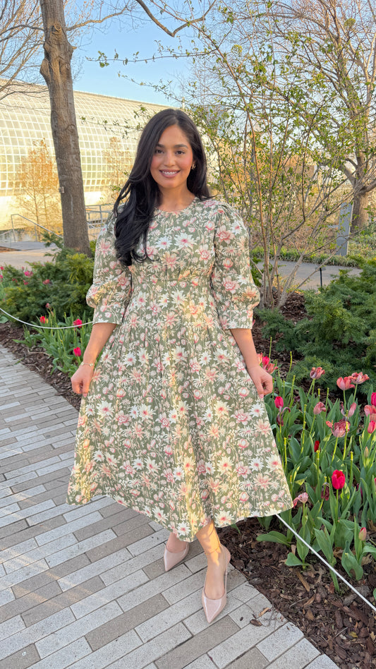 Green Garden Midi Dress