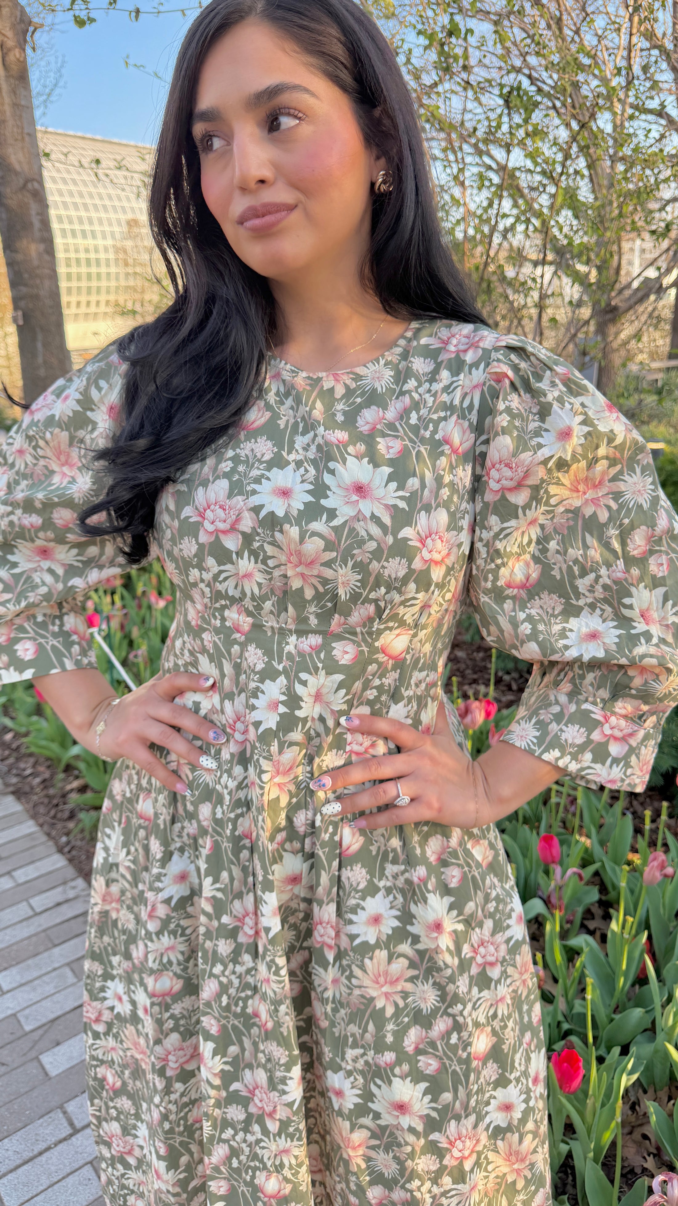 Green Garden Midi Dress