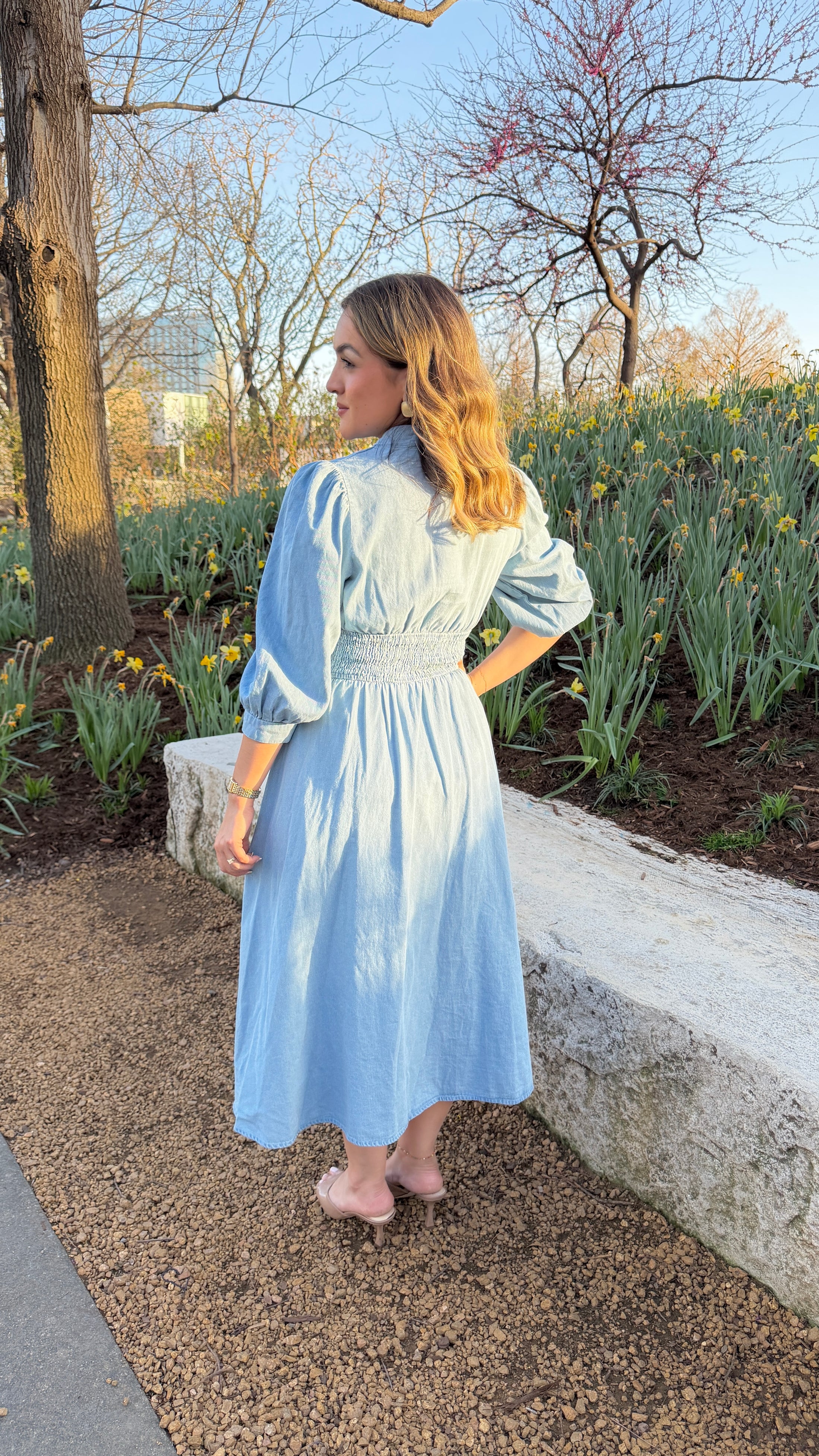 Berry Lt.Denim midi dress