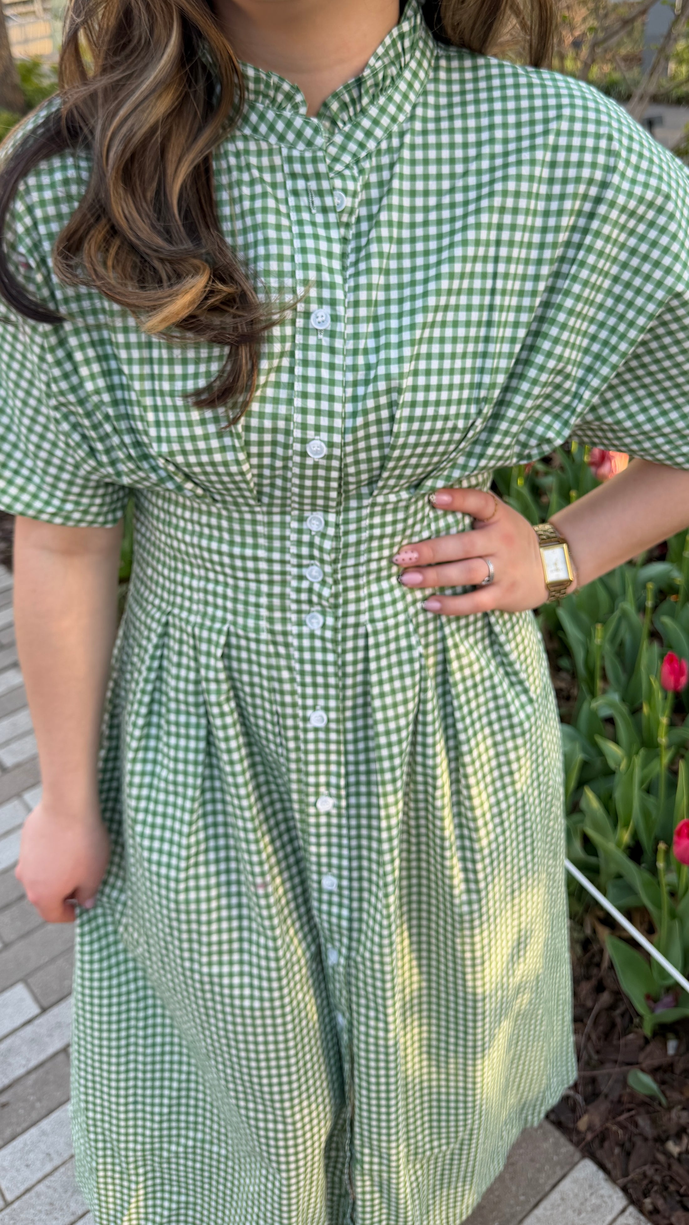 Gardenia Gingham Midi Dress