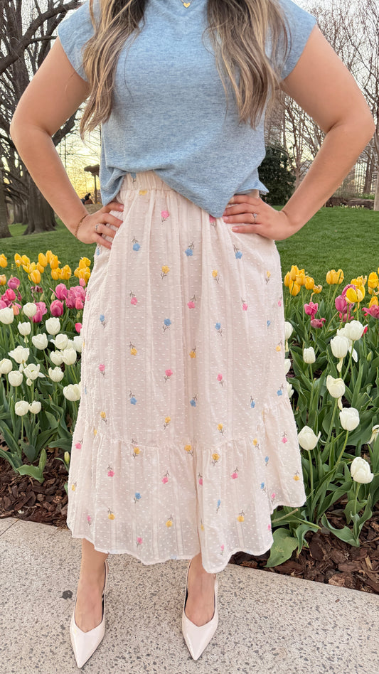 Fresh Flower Midi Skirt