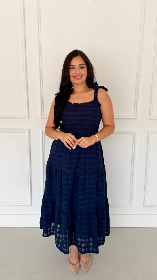 Analeia Navy Midi Dress