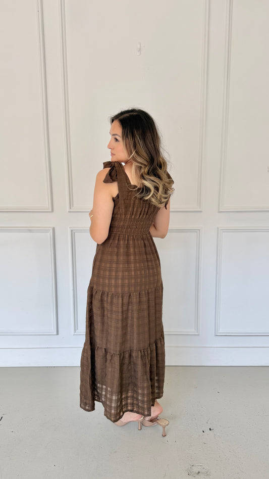 analeia brown midi dress
