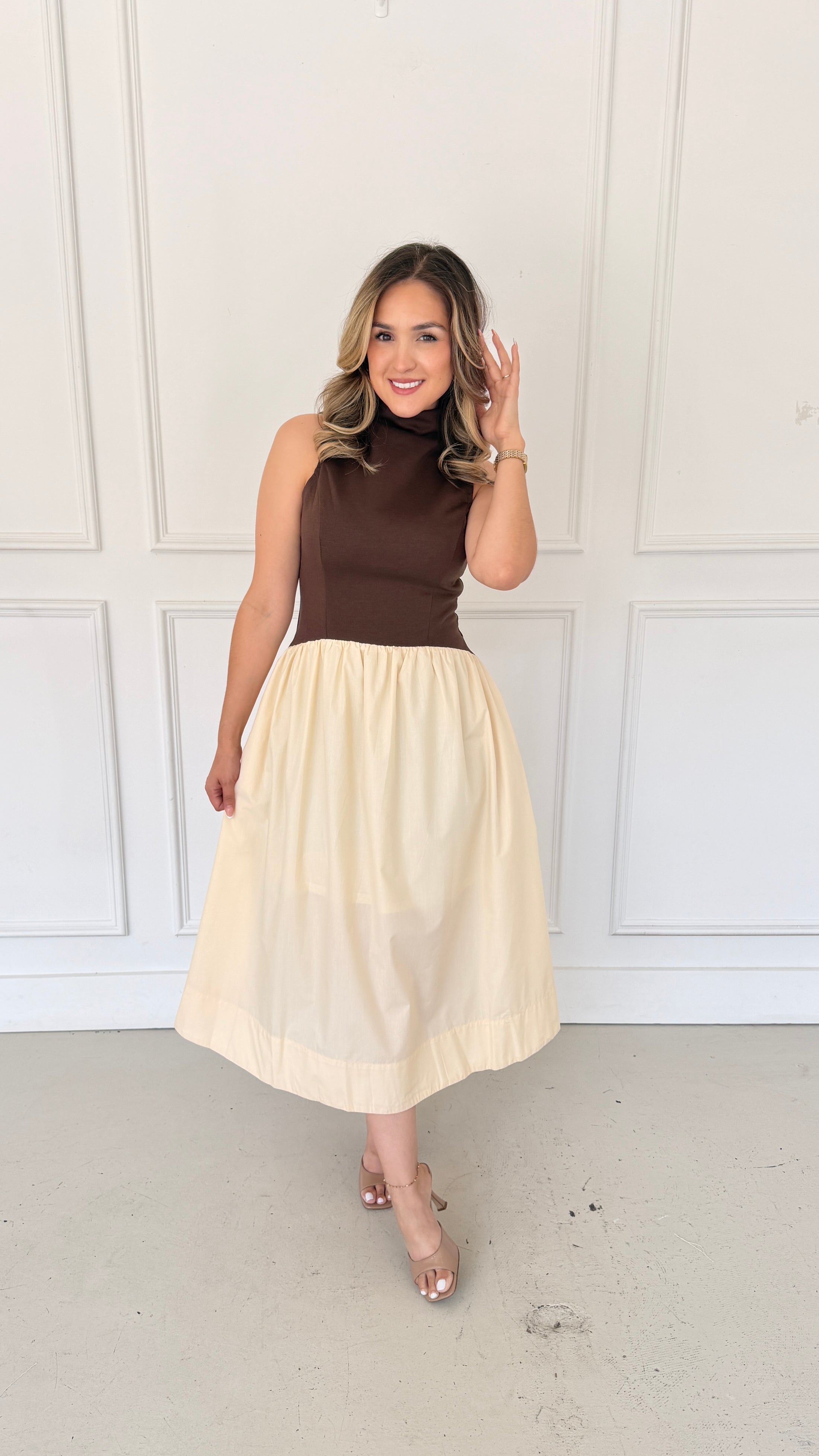 Lael brown midi dress