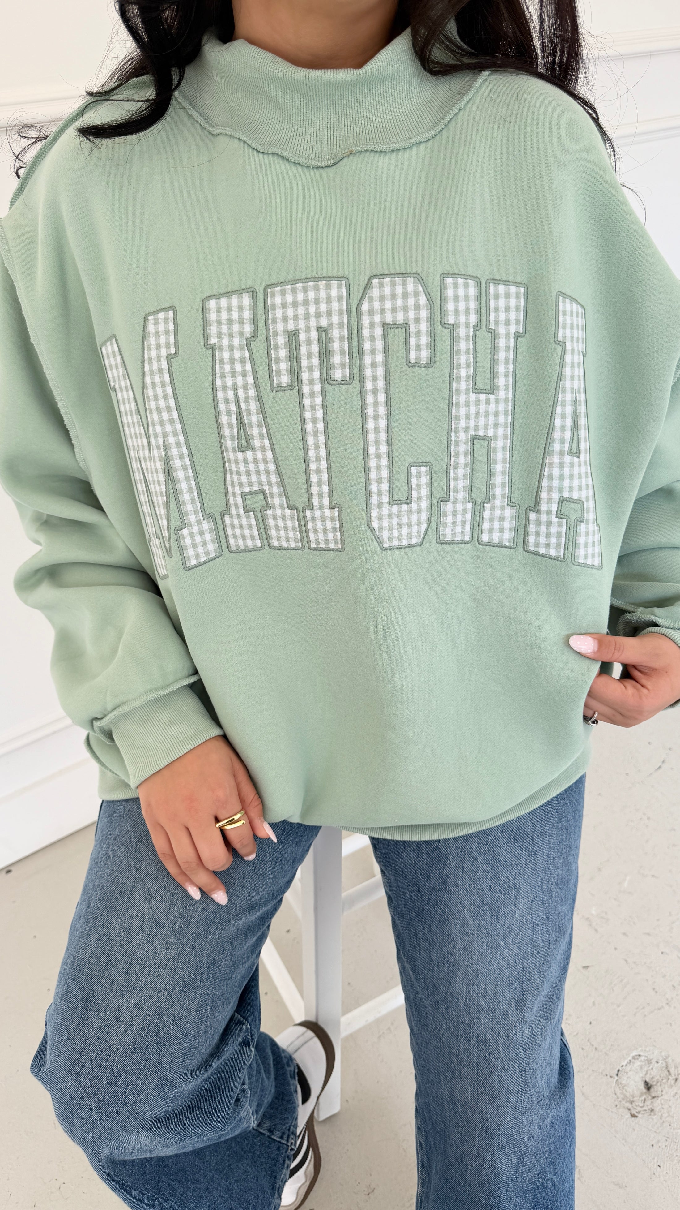 Matcha Gingham sweatshirt