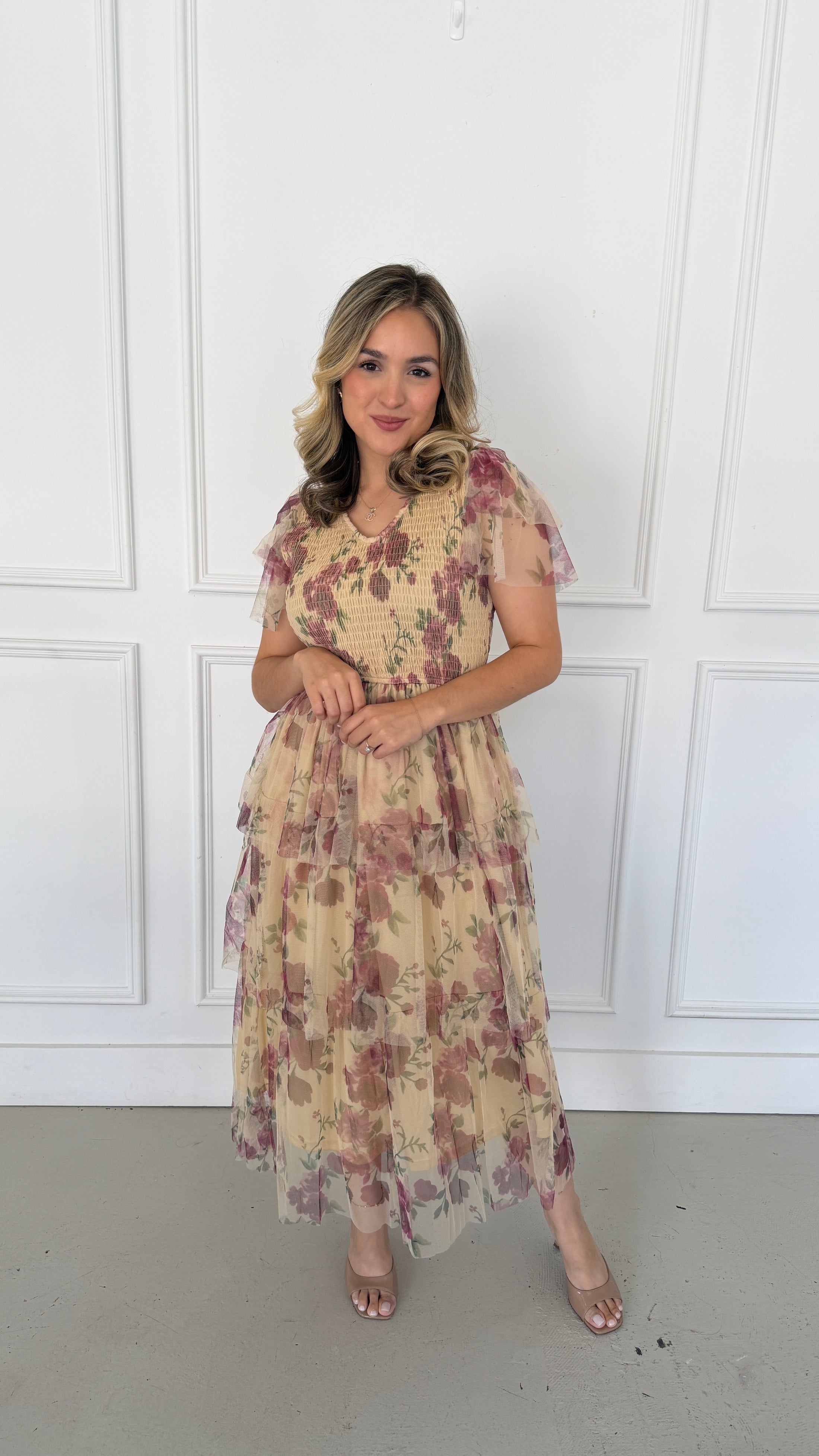 ARIEL CREAM-MULTI DRESS