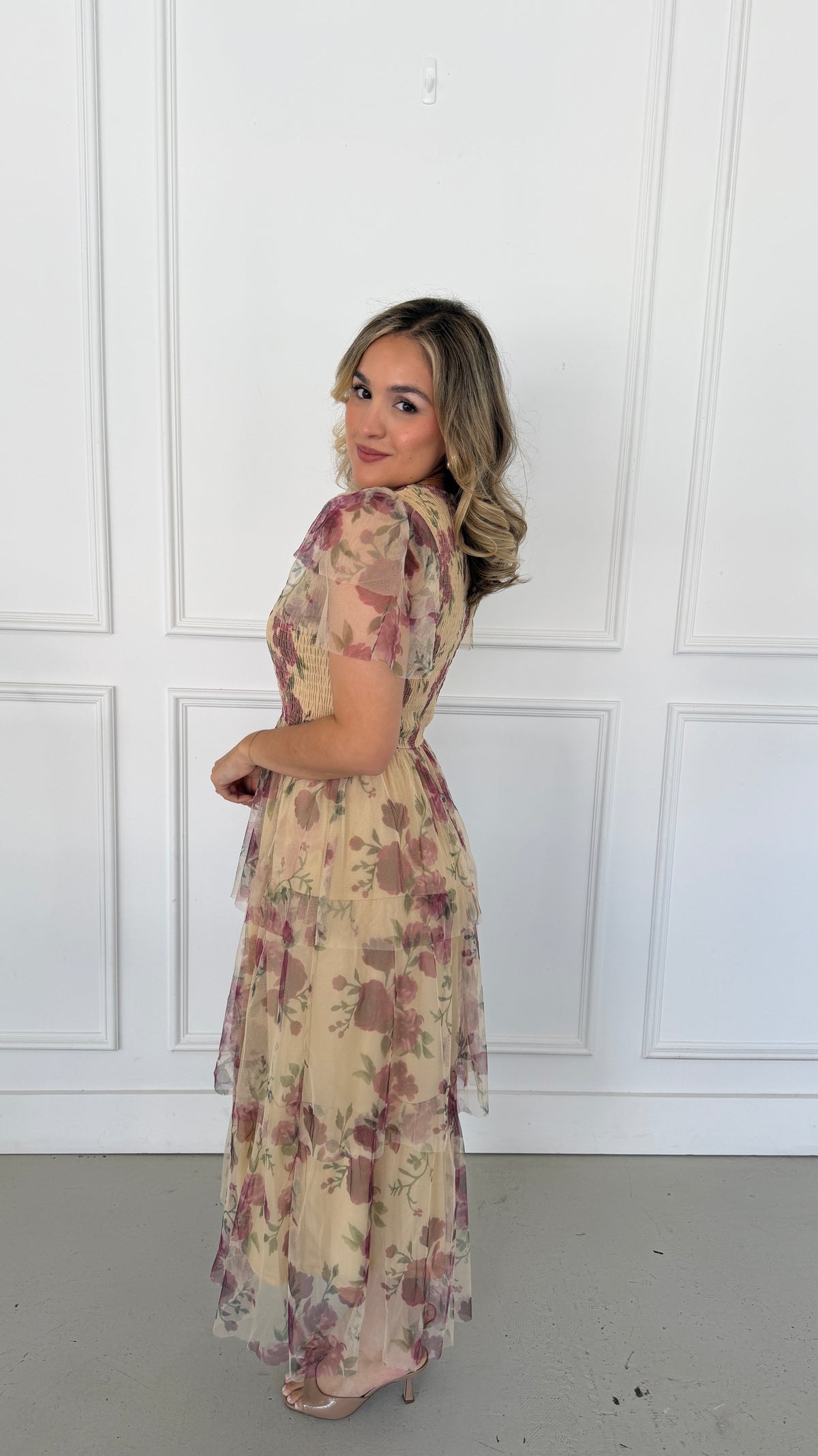 ARIEL CREAM-MULTI DRESS