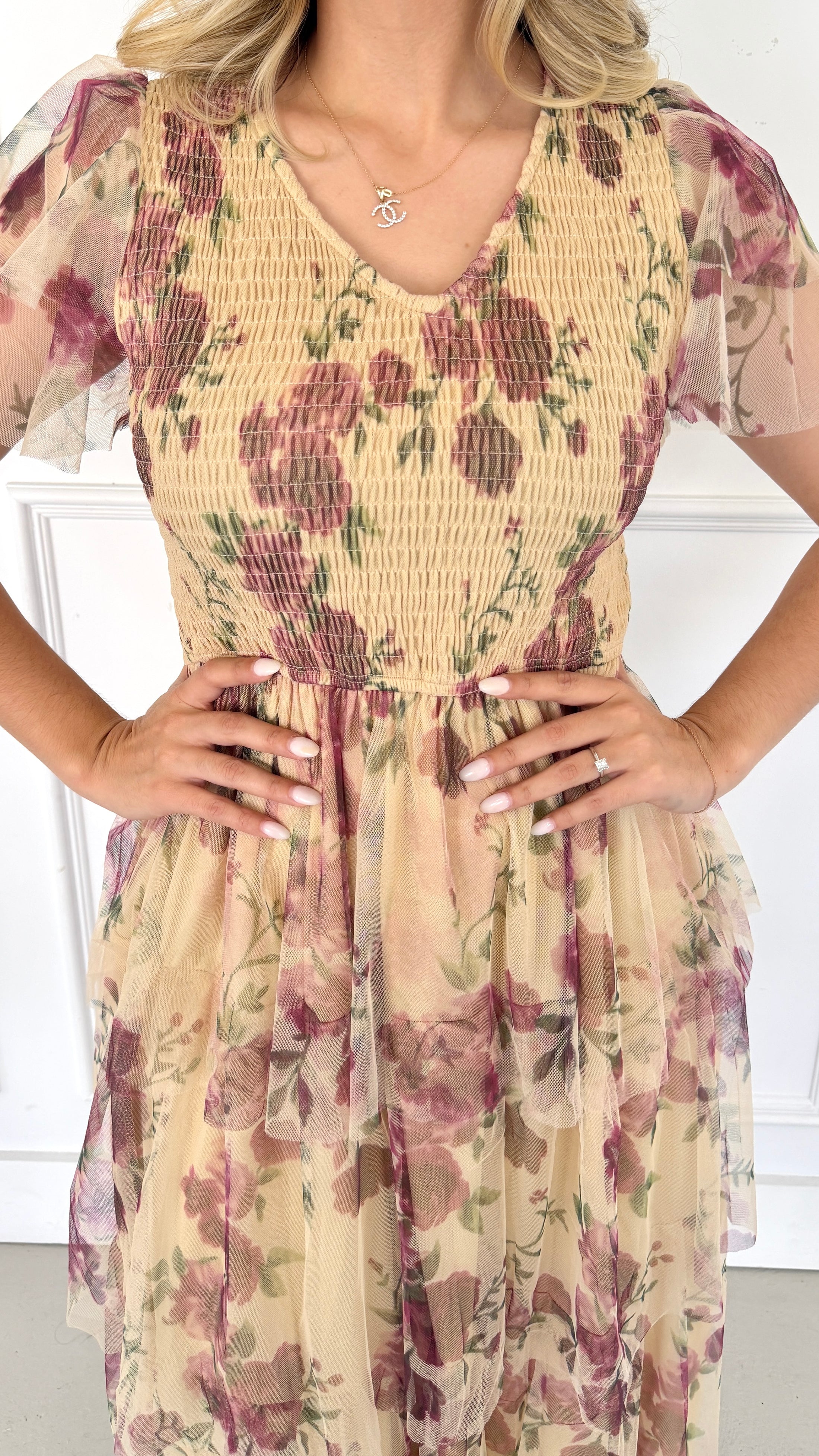 ARIEL CREAM-MULTI DRESS