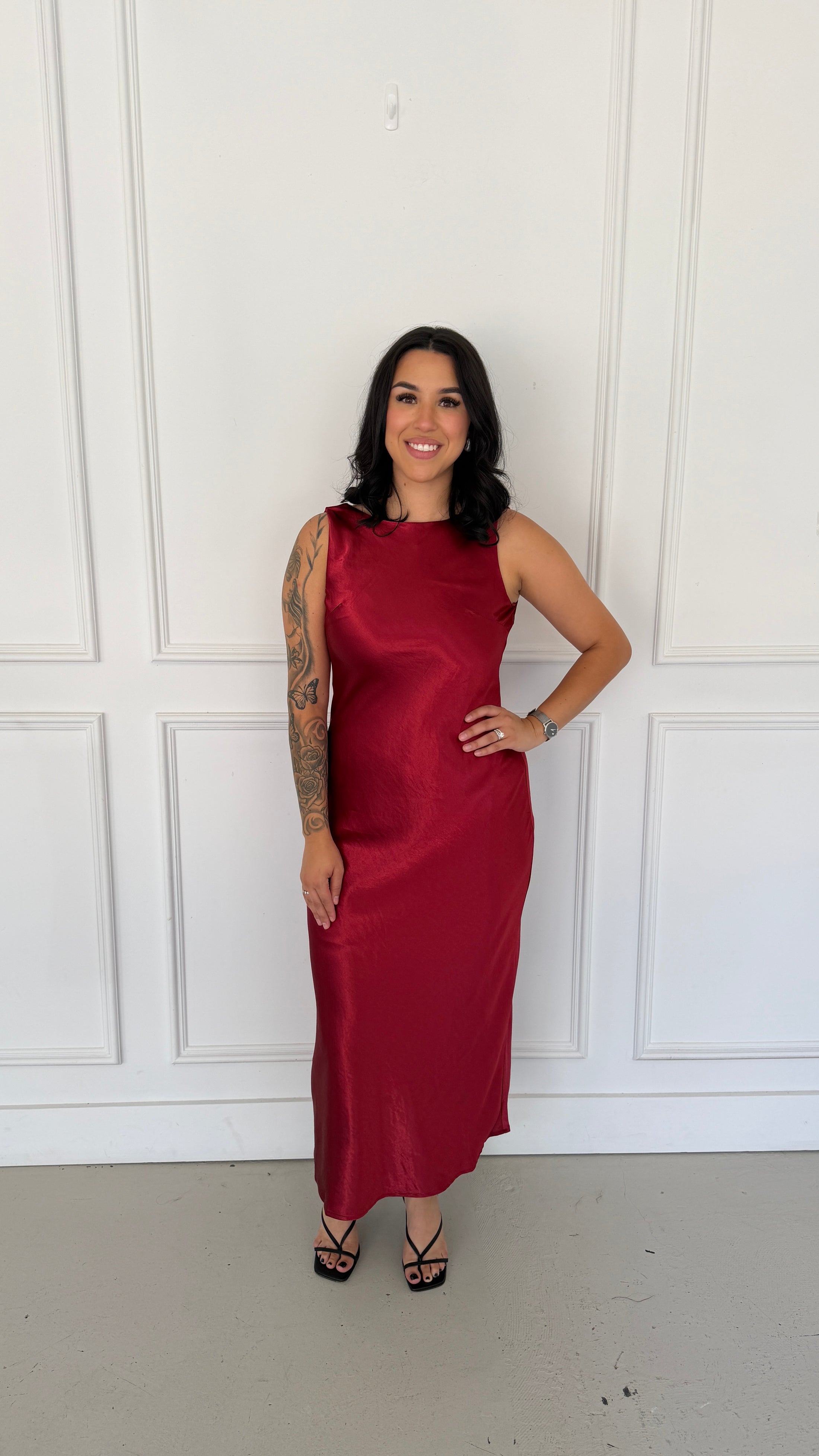 Maggie wine maxi dress