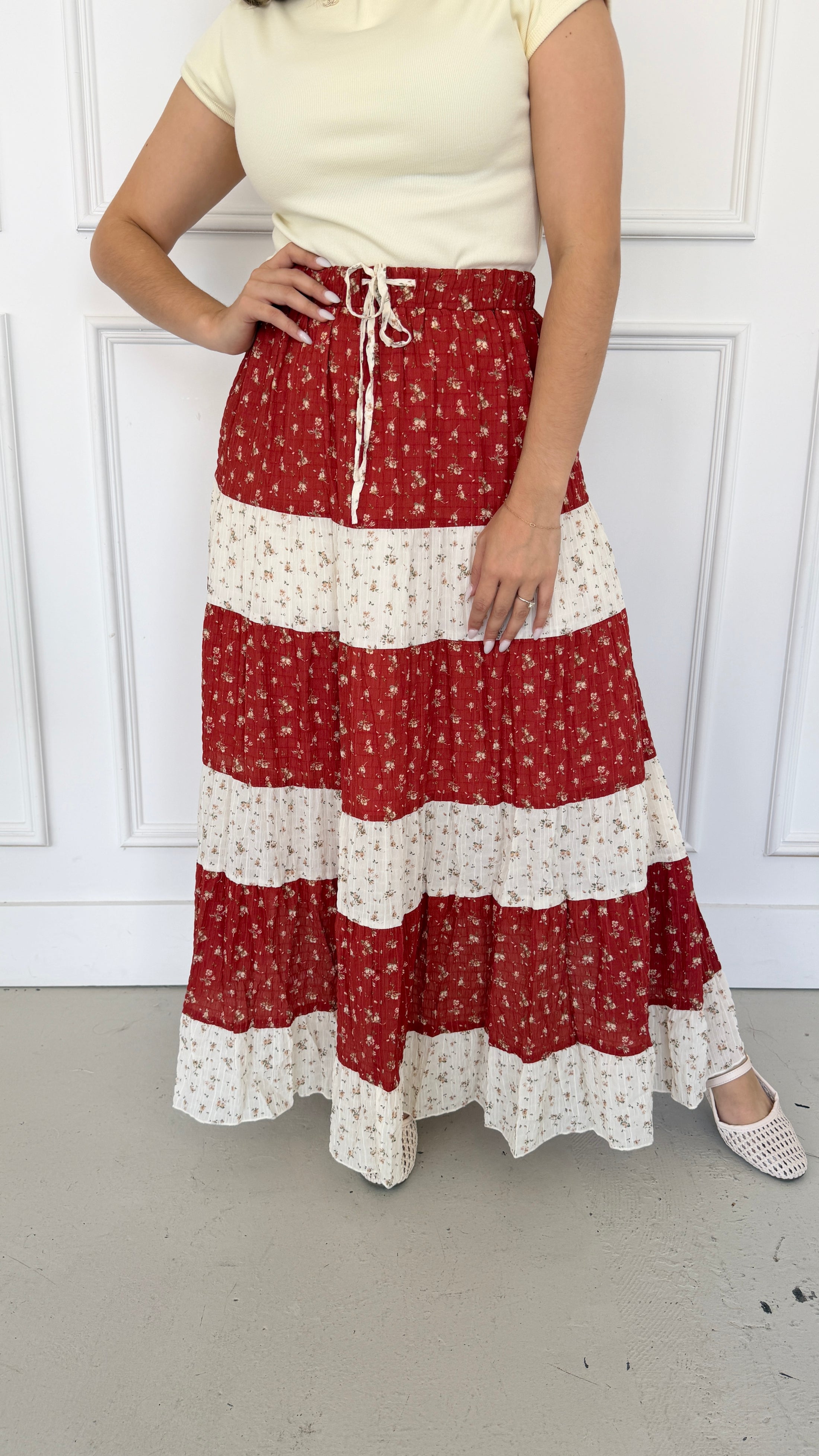 MERRIT MULTI-RED SKIRT