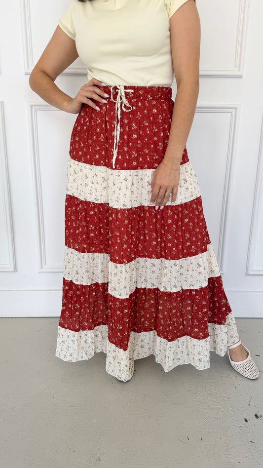 MERRIT MULTI-RED SKIRT