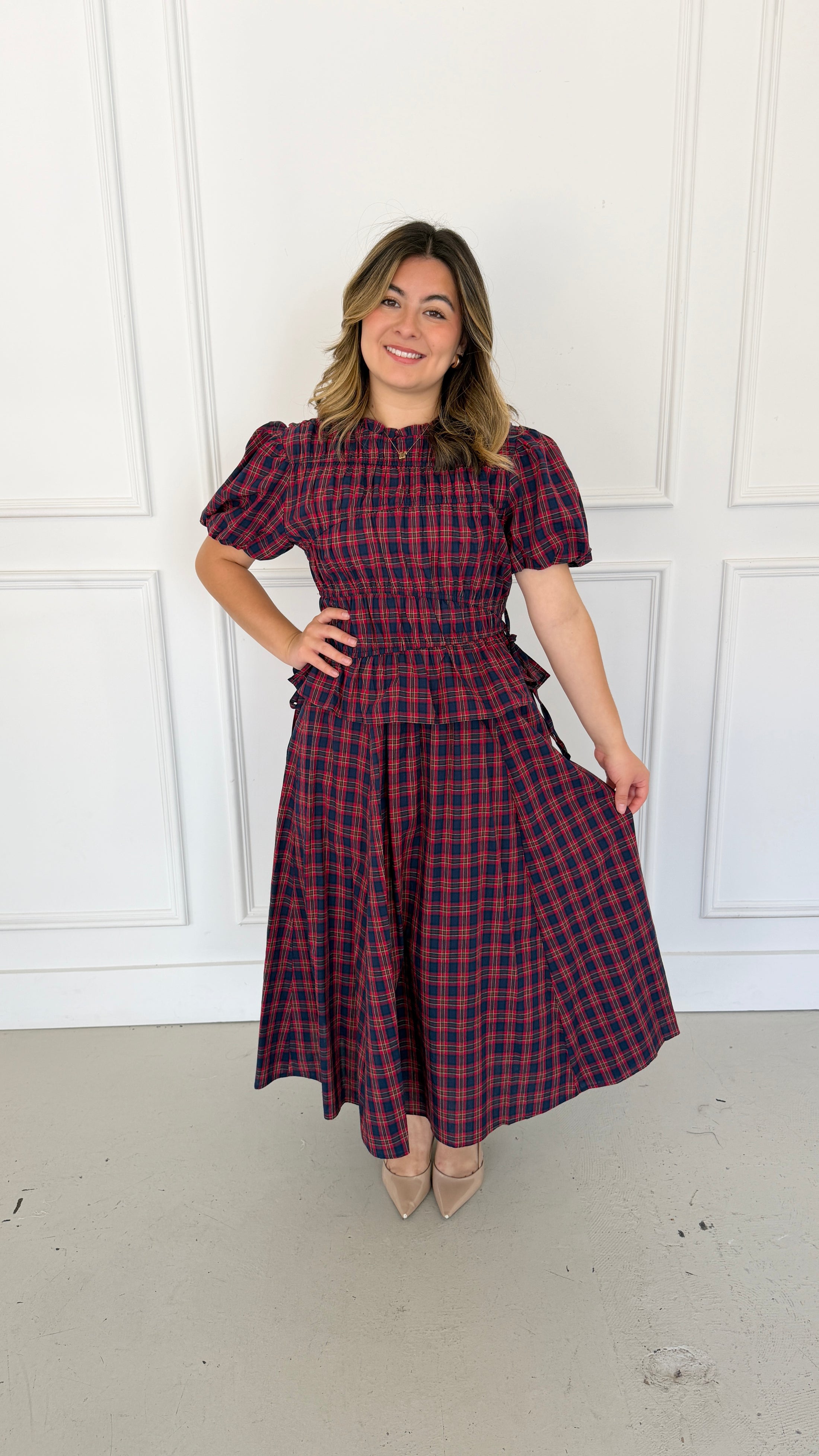 Autumn red plaid set