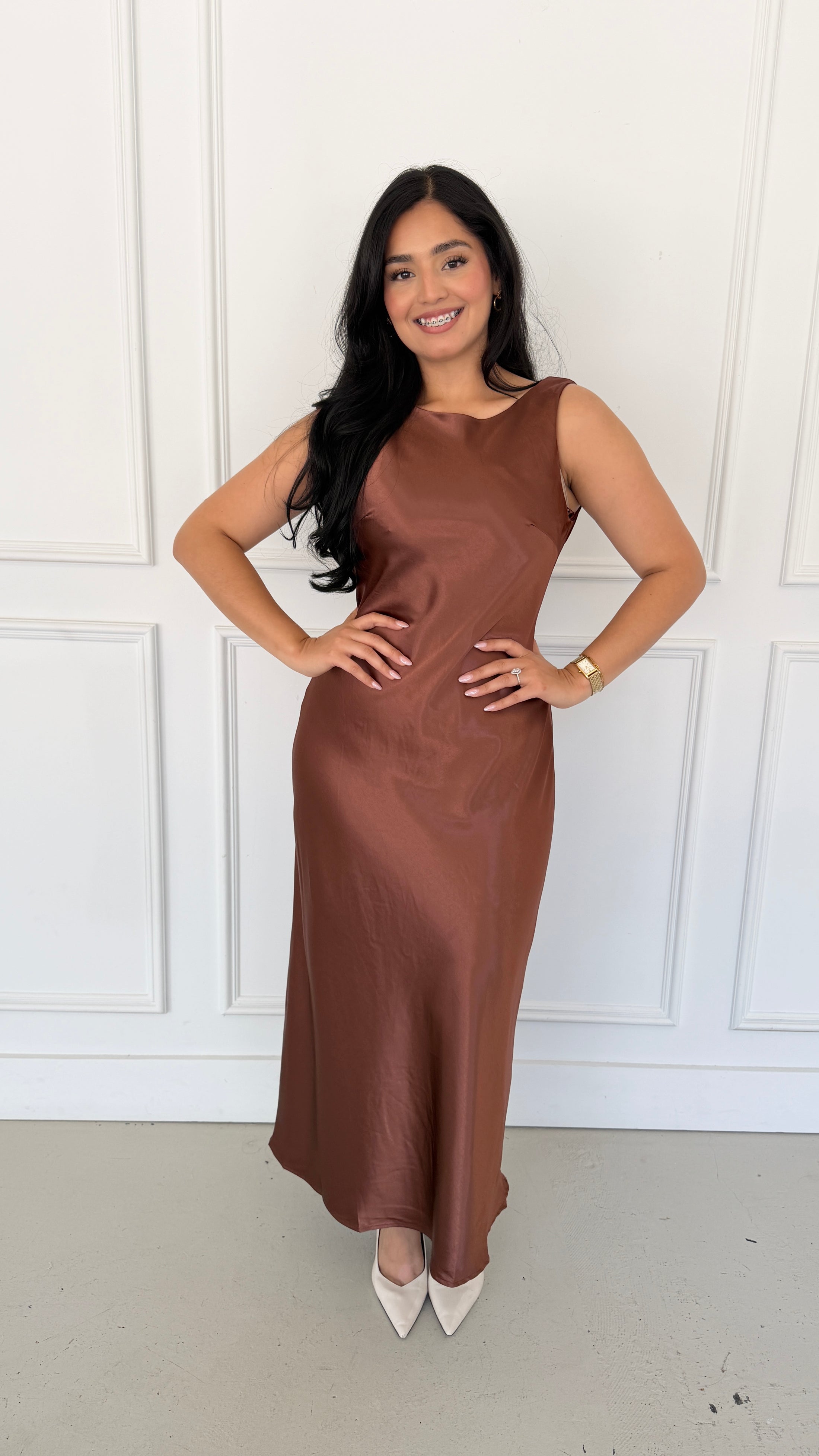Maggie bronze maxi dress