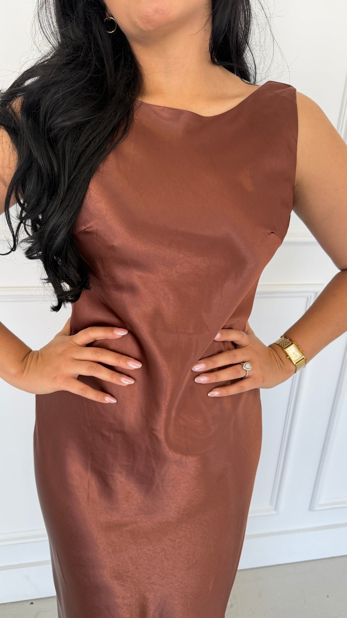 Maggie bronze maxi dress