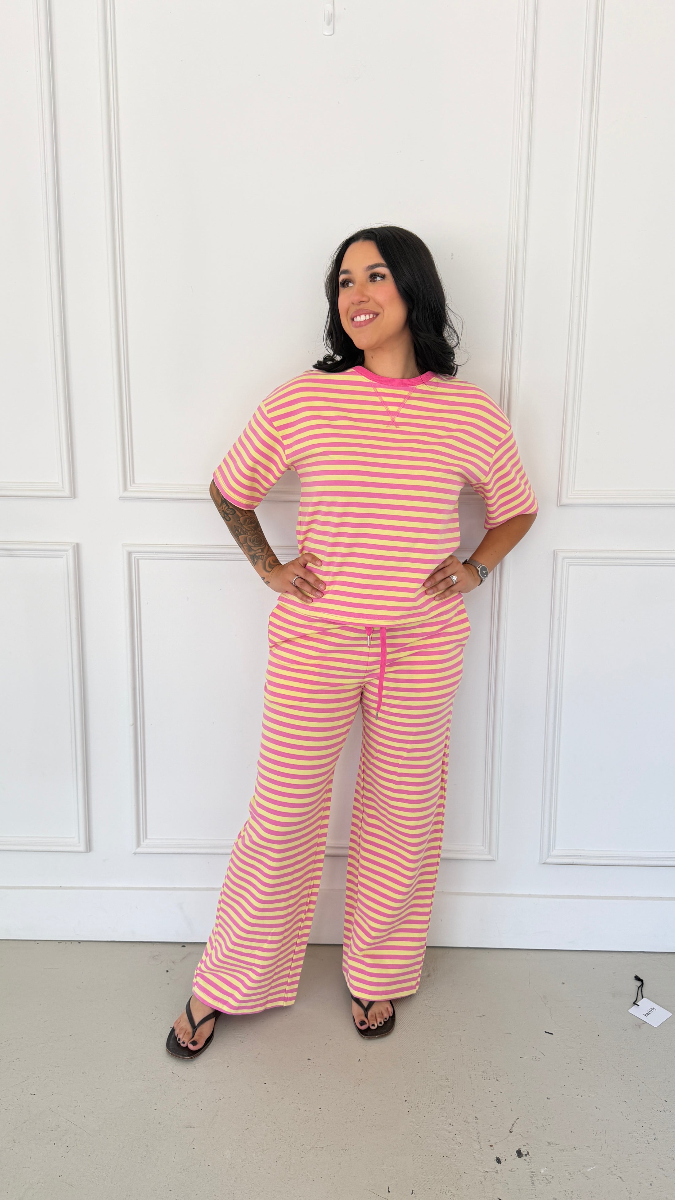 Eliana pink stripe set