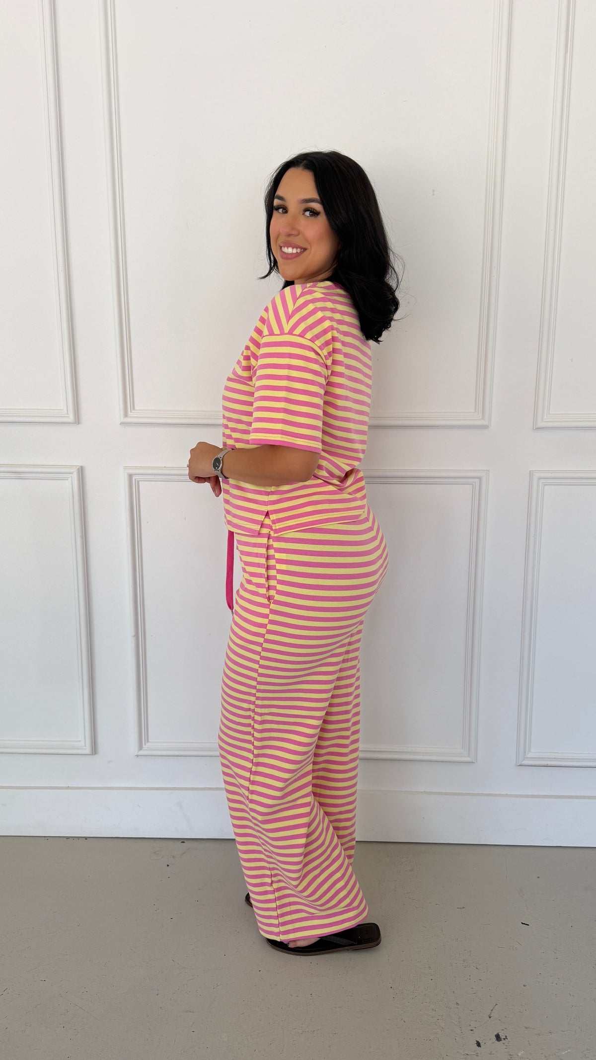 Eliana pink stripe set