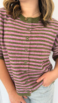 Load image into Gallery viewer, Moss pink stripe cardigan
