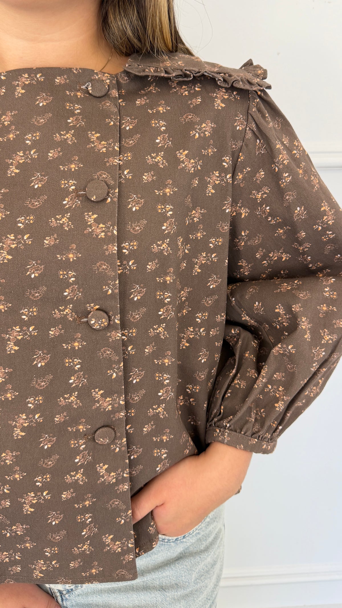 Gardenia floral brown jacket
