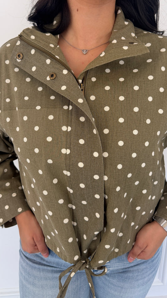 The bonnie olive polka dot jacket