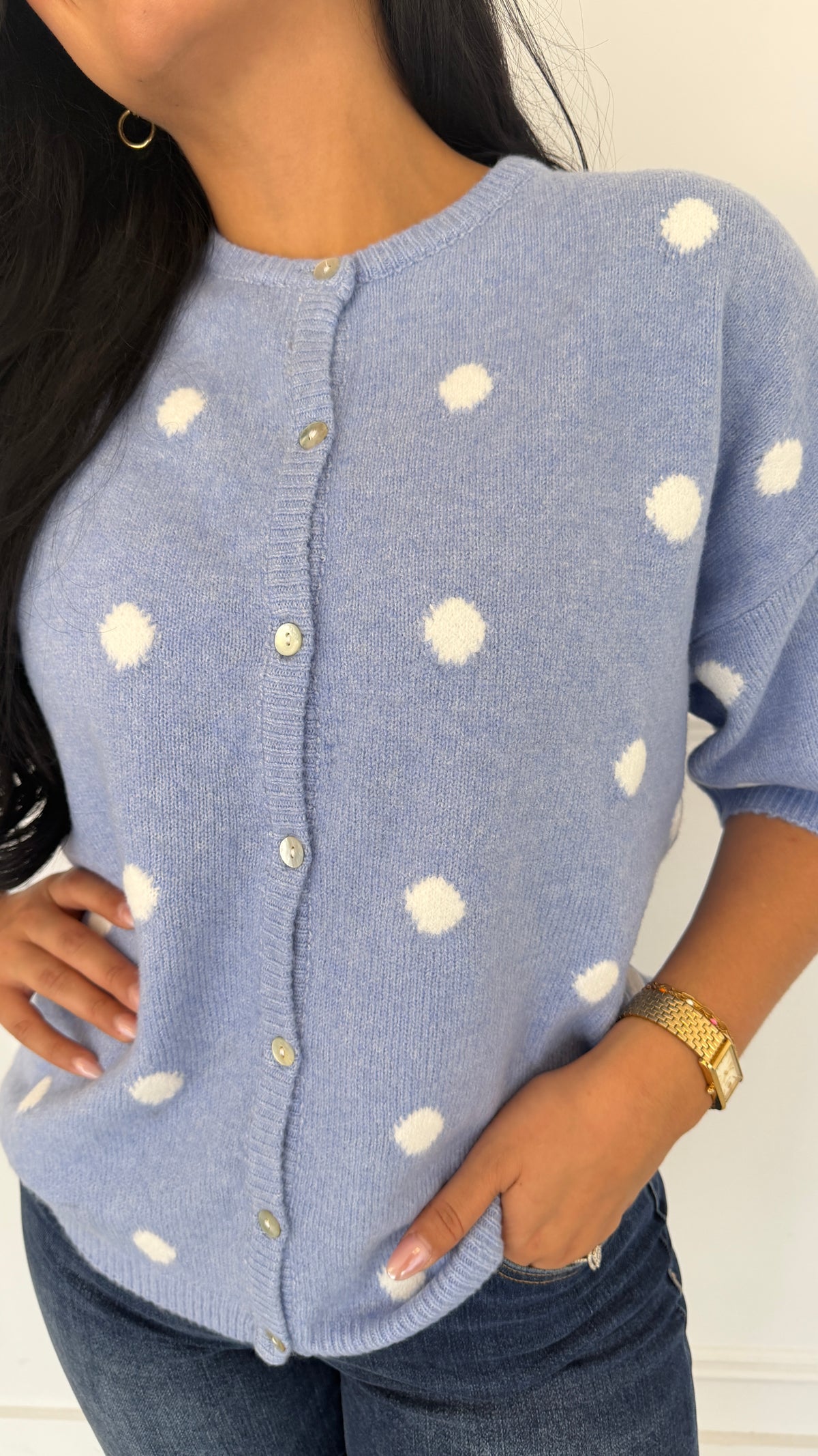 Darling Dots blue cardigan