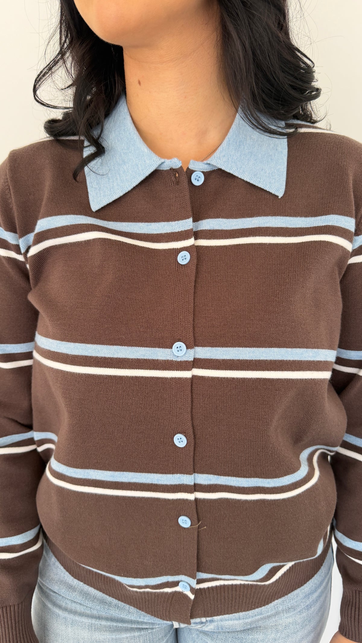 Aniss chocolate strip cardigan