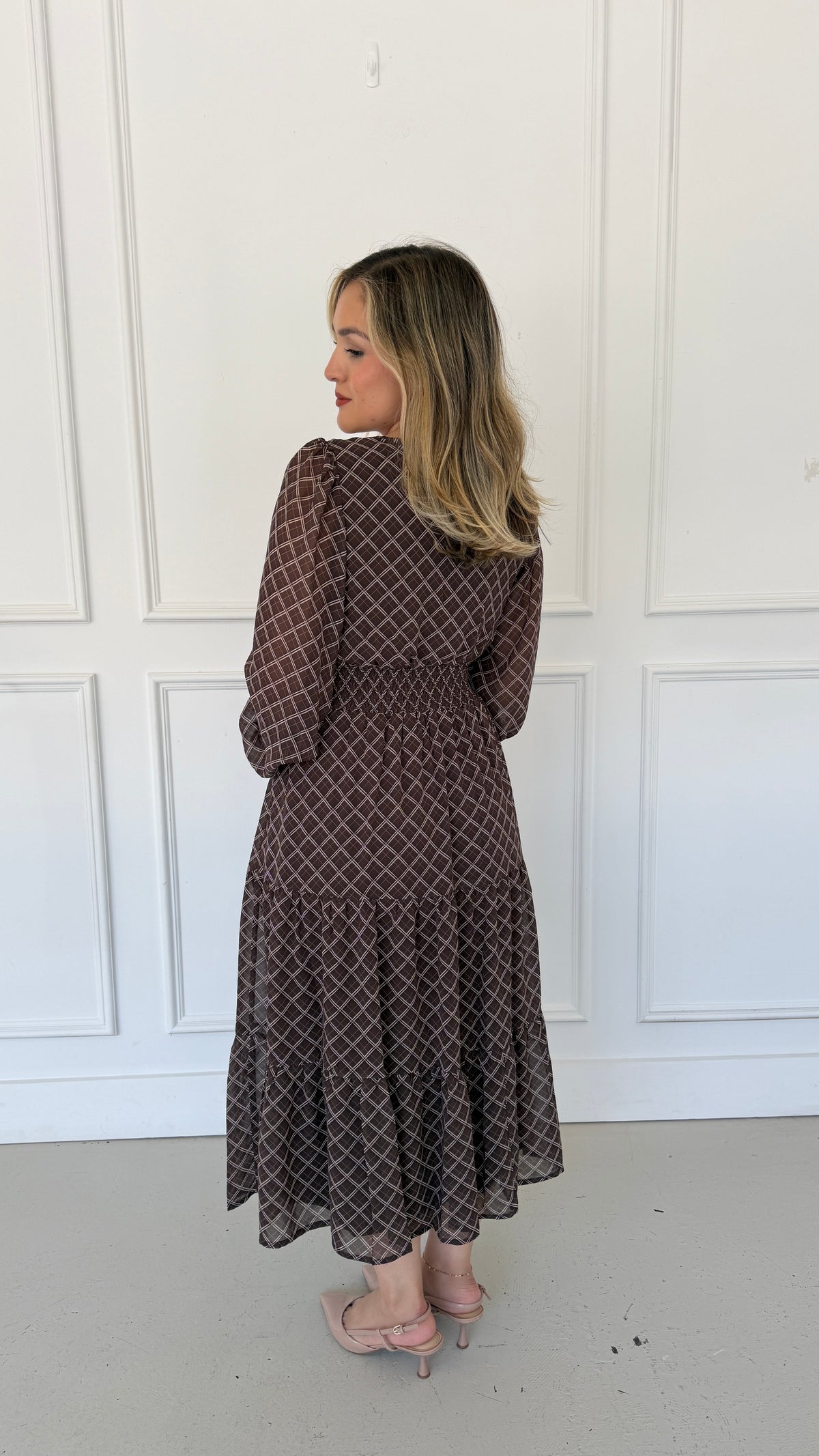 the brown cream belle dress