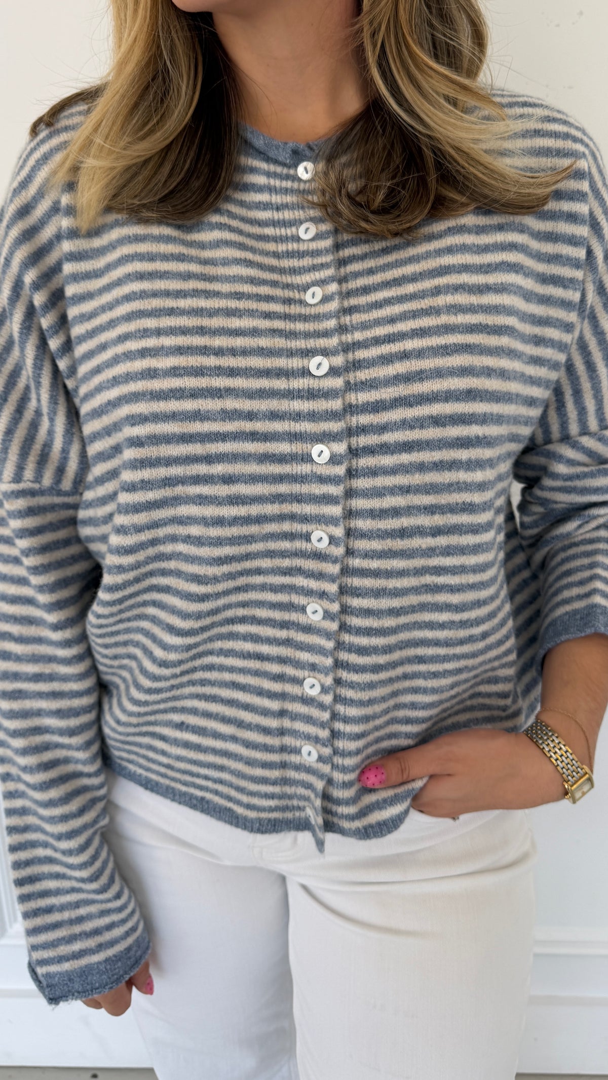 AMARA BLUE STRIPE CARDIGAN