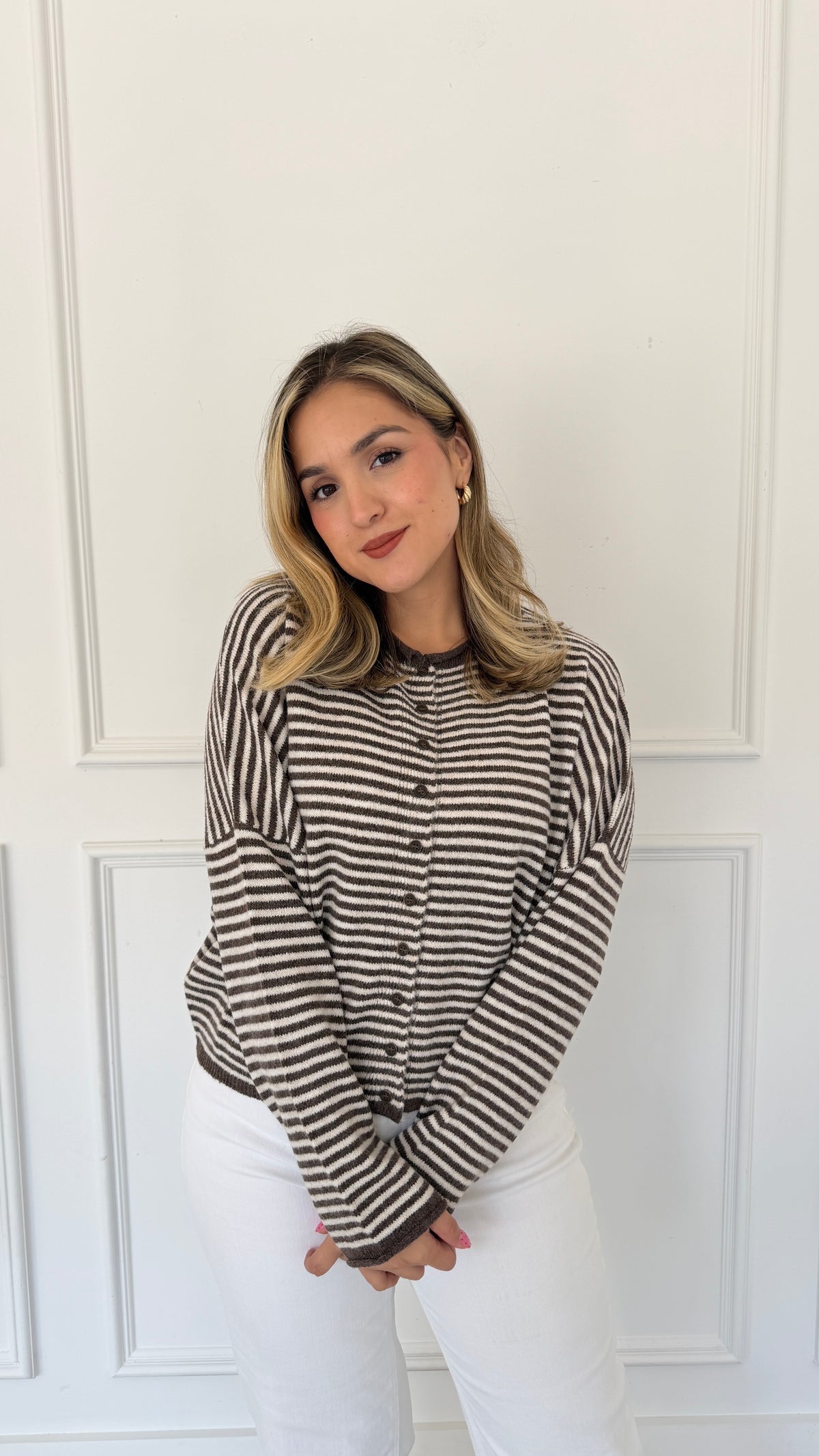 AMARA BROWN STRIPE CARDIGAN