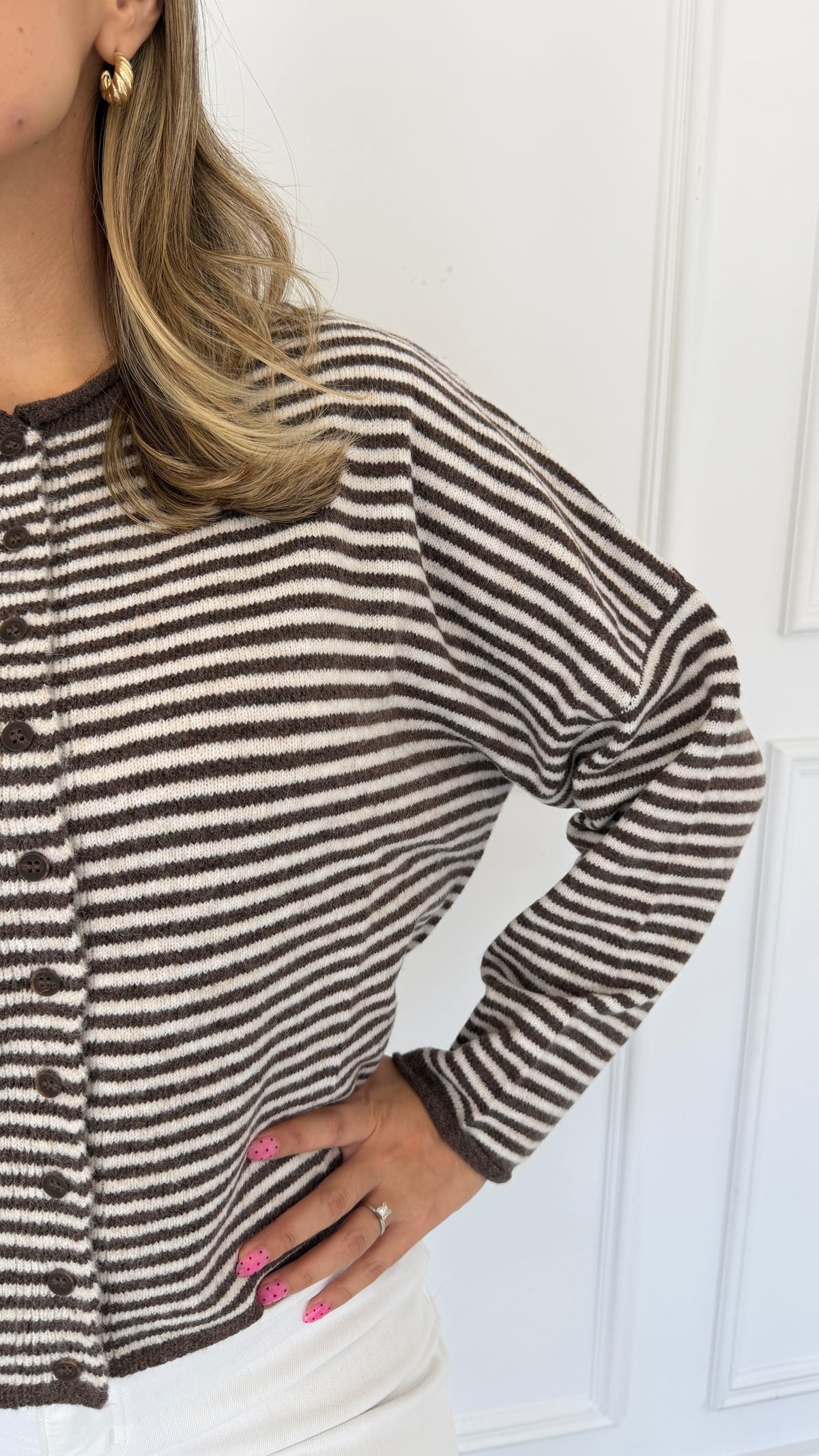 AMARA BROWN STRIPE CARDIGAN