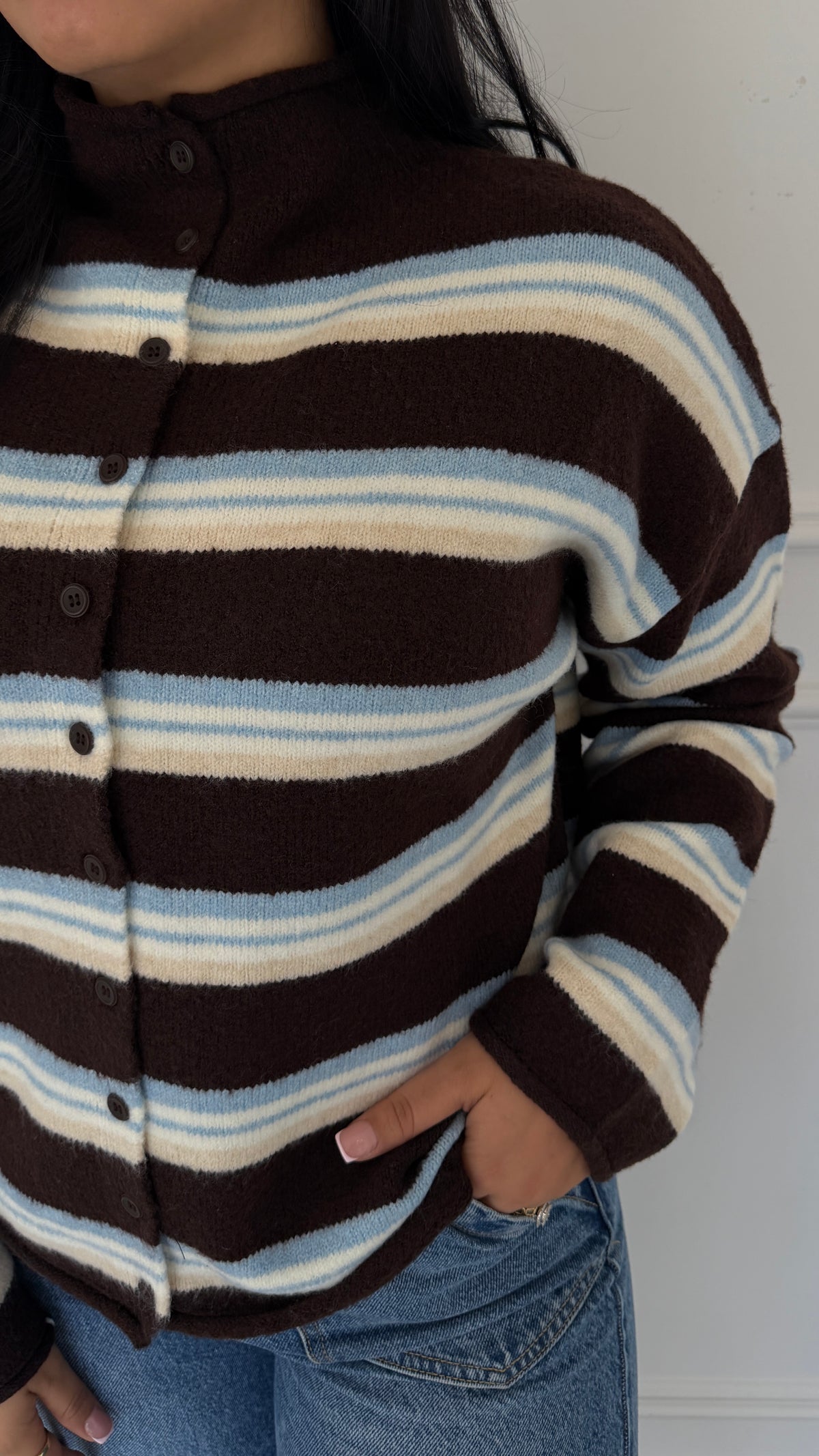 EVANGELINE MULTI-BROWN CARDIGAN