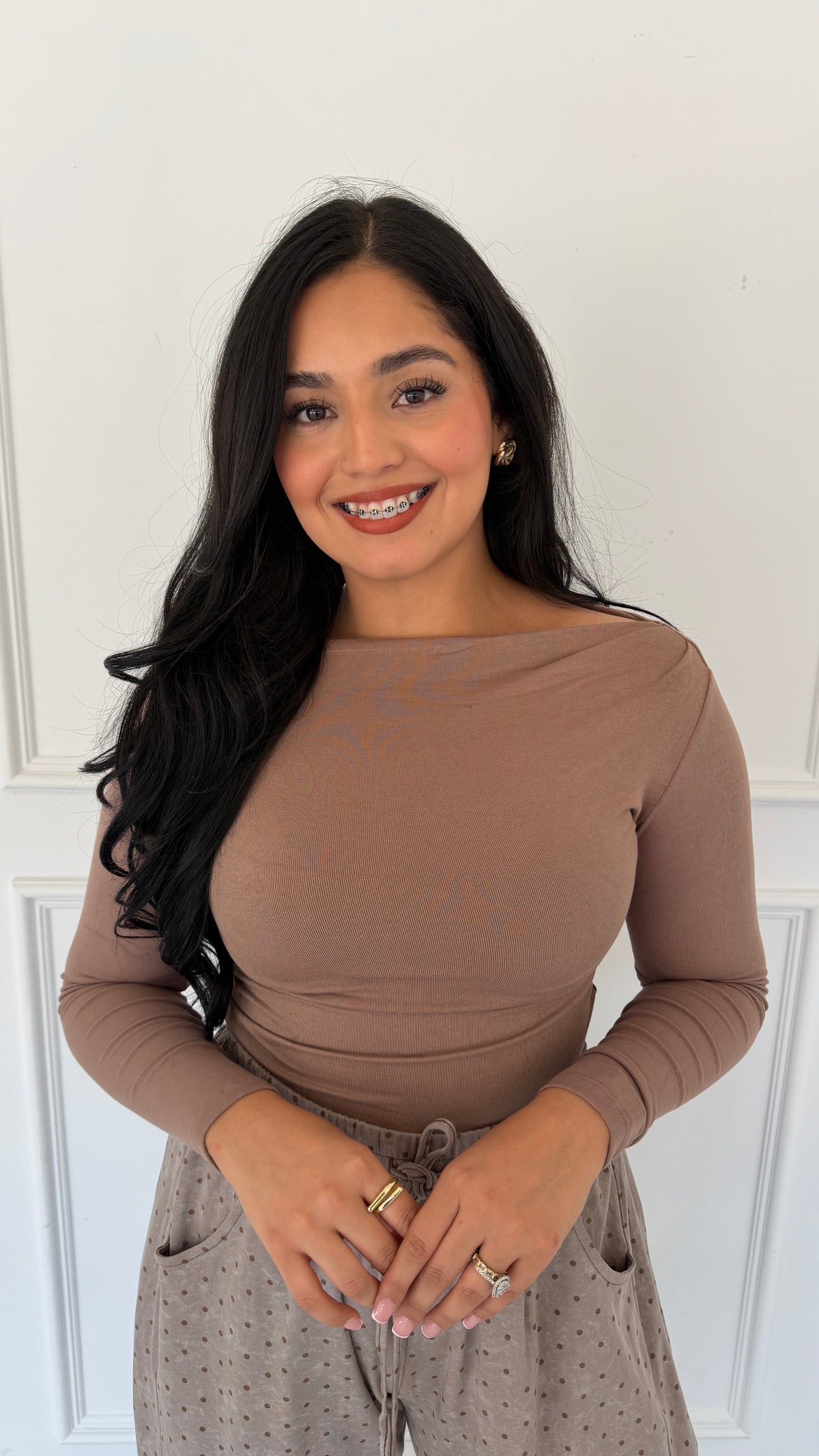 Adeline mocha top