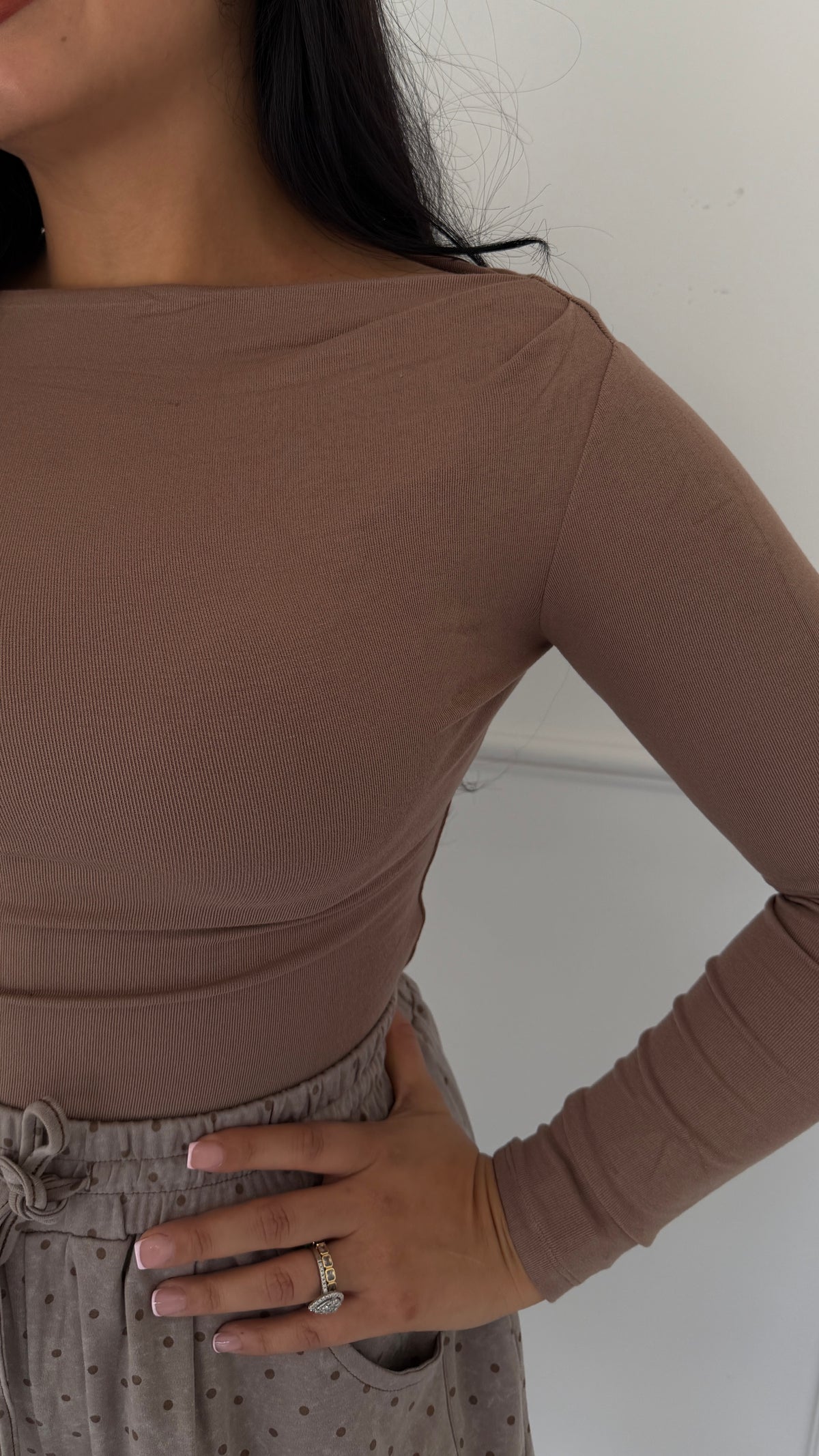 Adeline mocha top