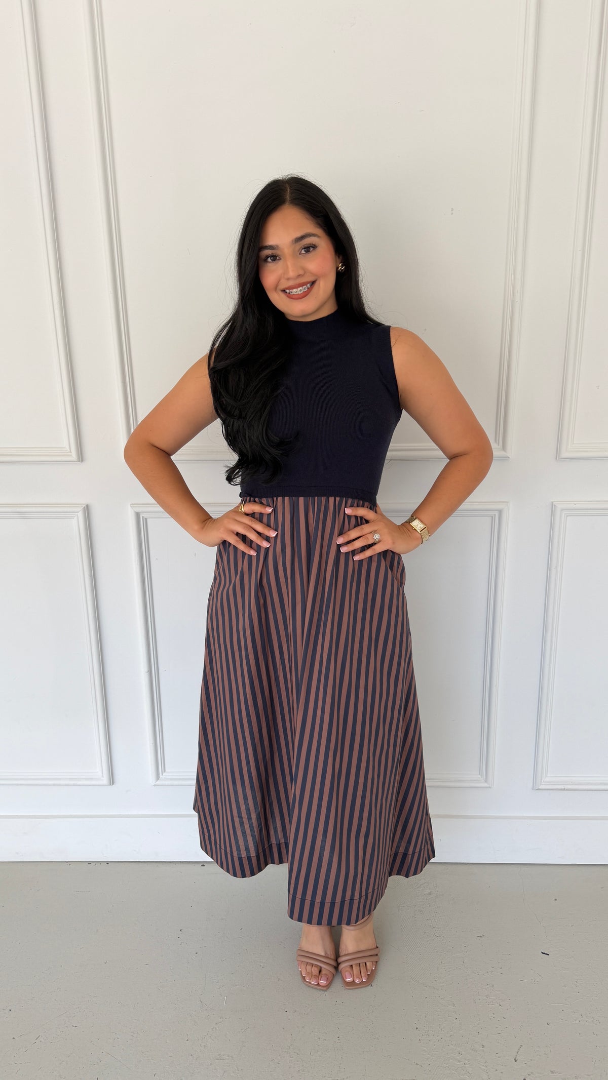 SADIE BROWN STRIPE DRESS
