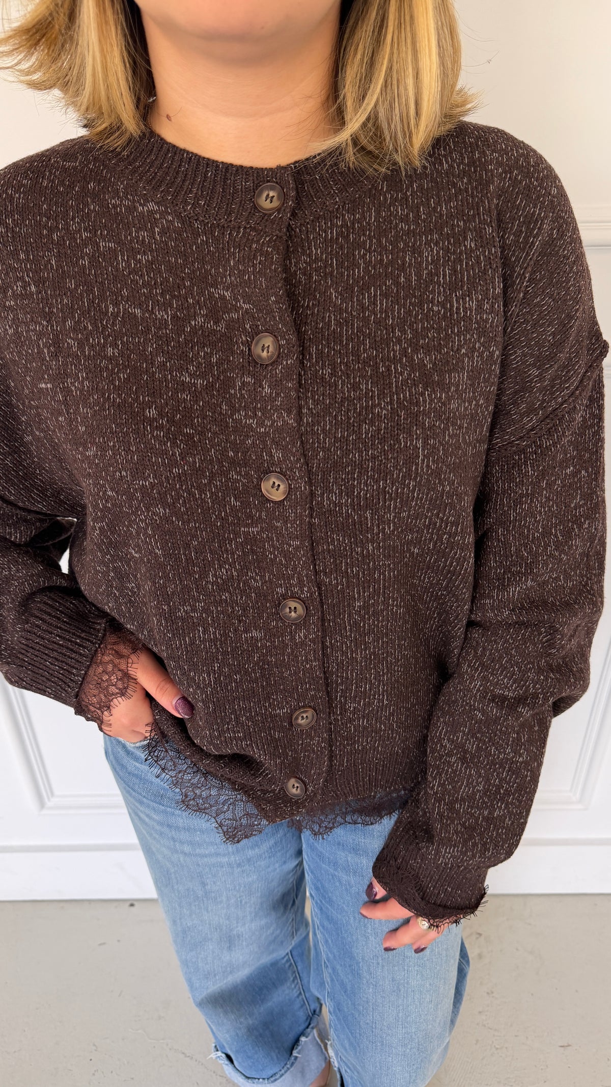 QUINN DARK BROWN CARDIGAN