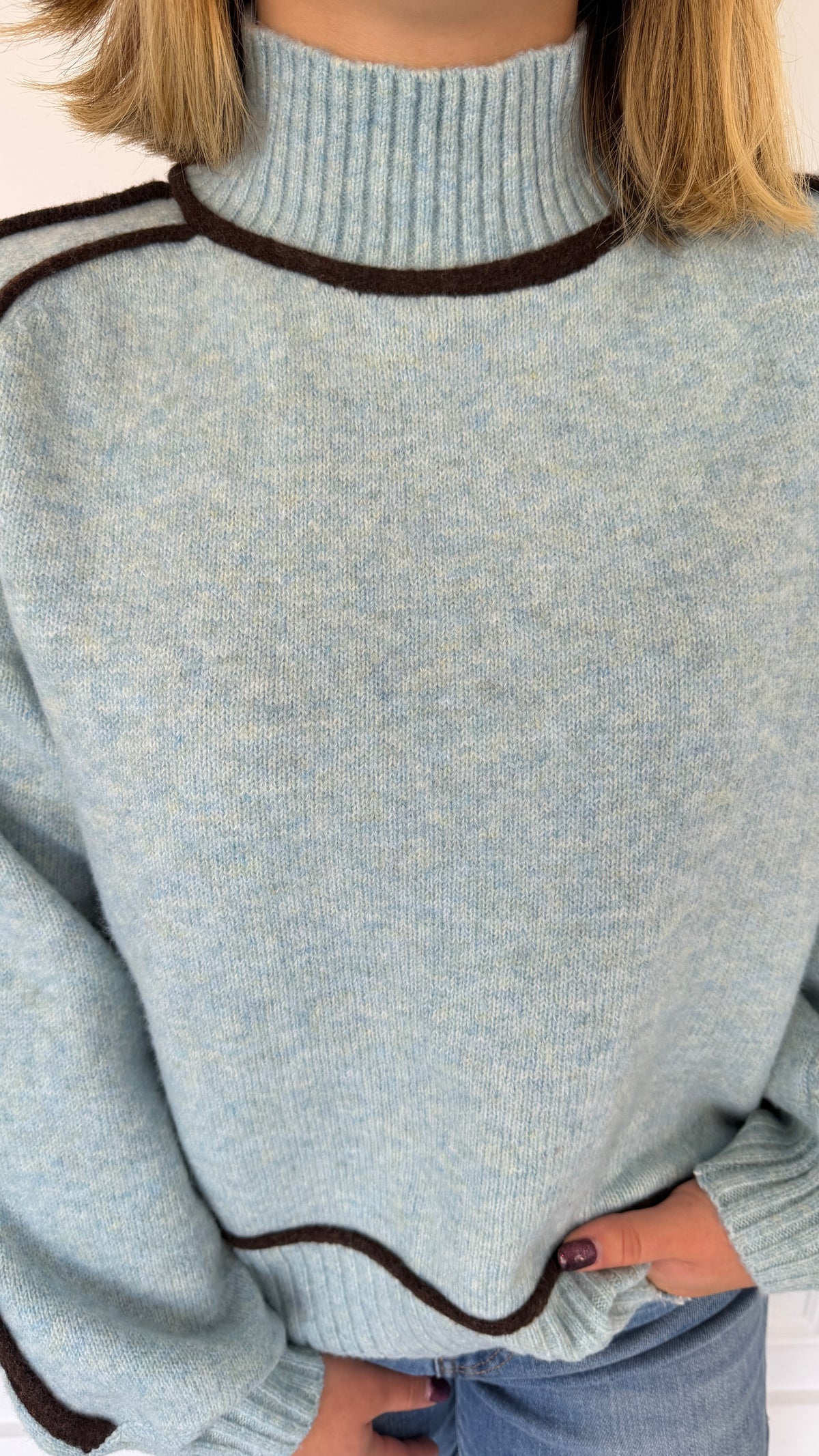 COLLINS LT.BLUE SWEATER TOP