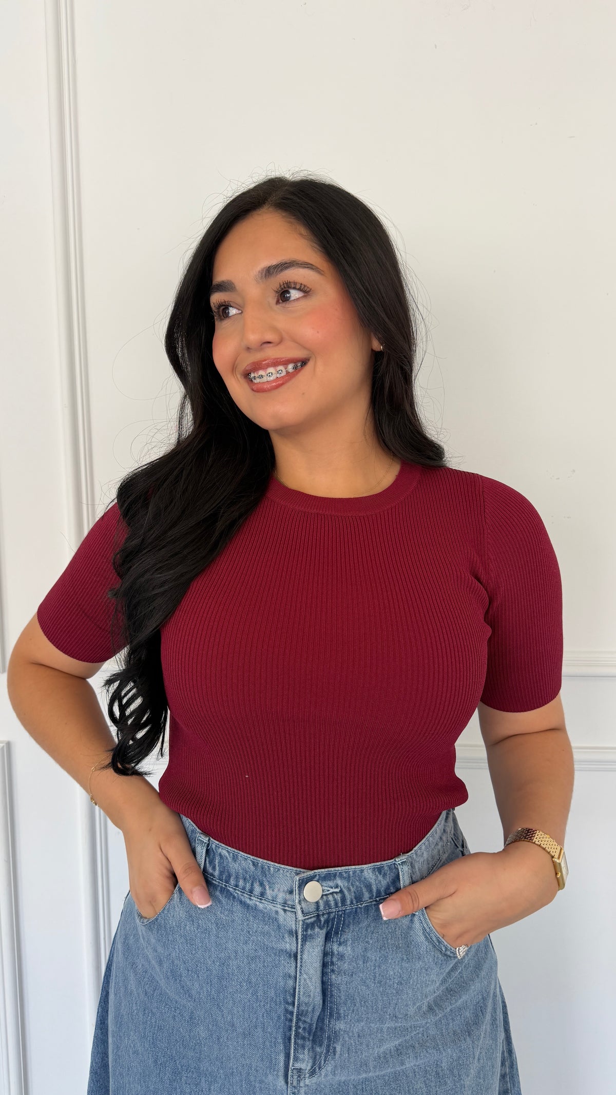 AMELIE BURGANDY TOP