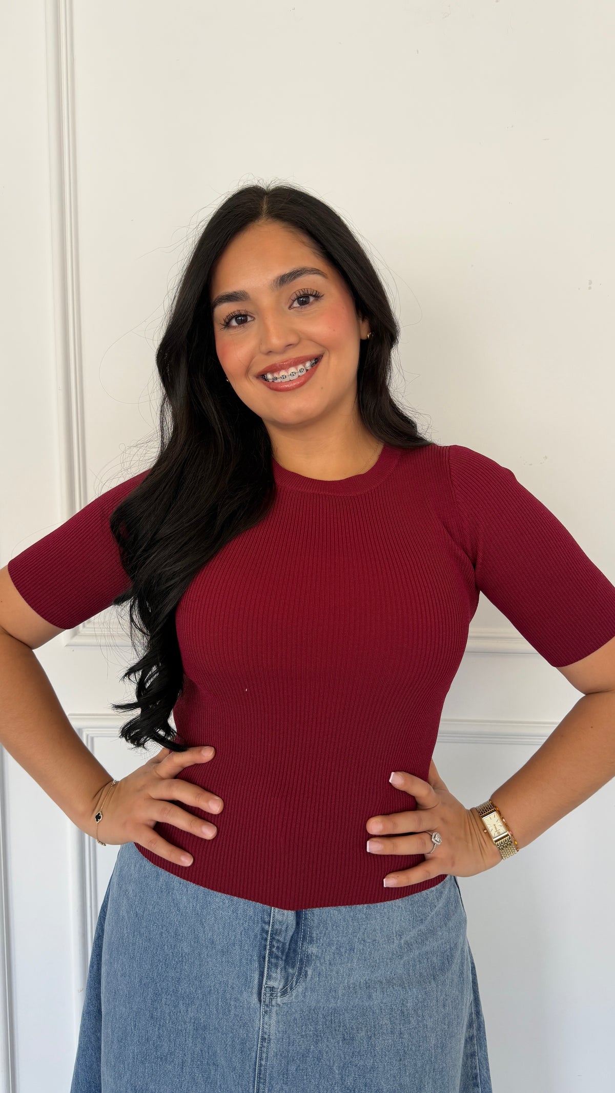 AMELIE BURGANDY TOP
