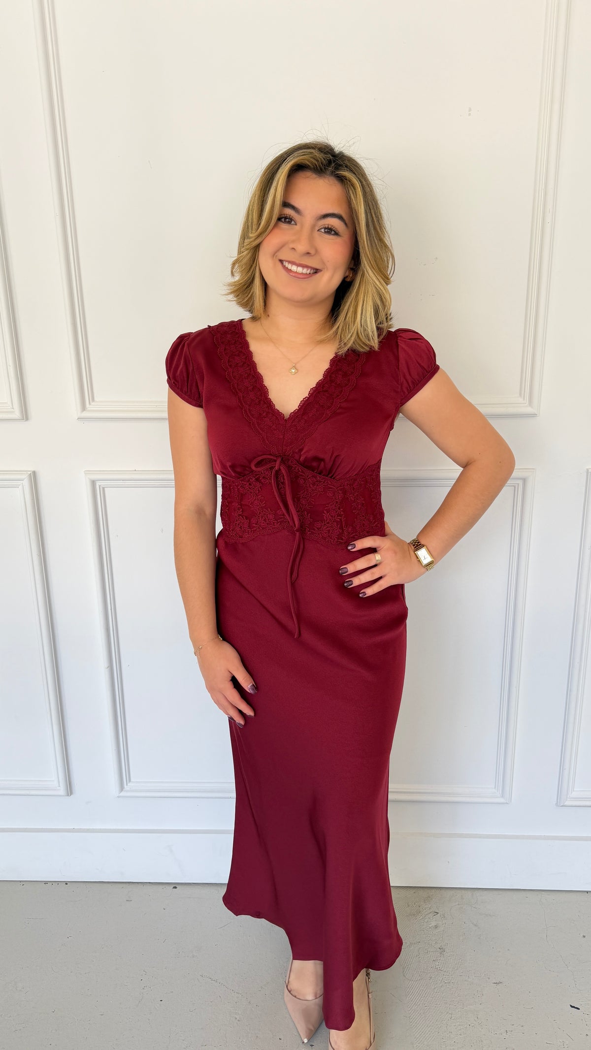CAROLINE WINE DRESS