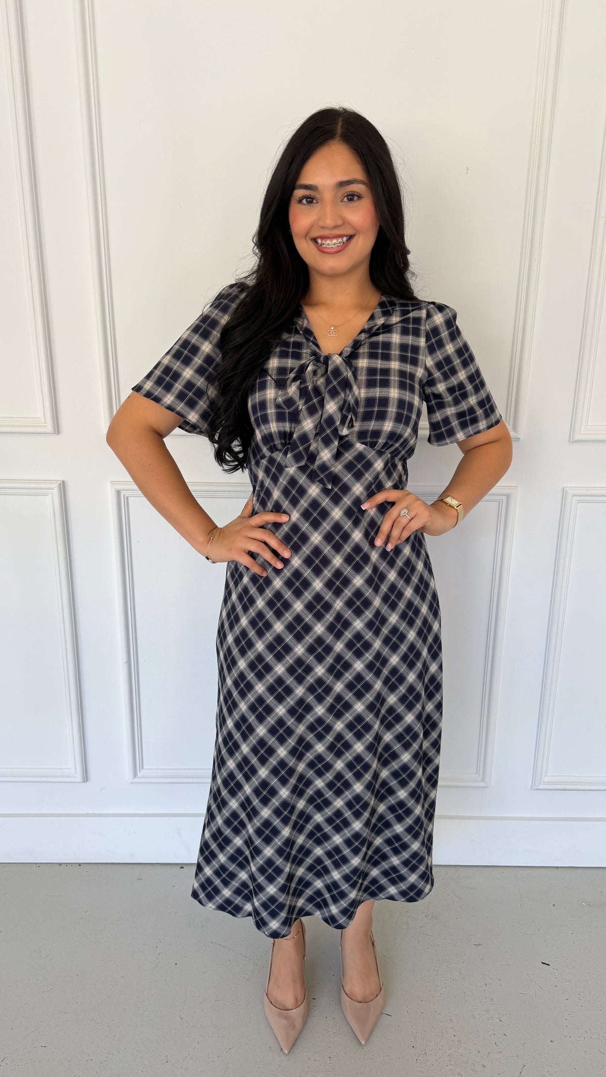 THE CHERRWOOD NAVY MIDI DRESS