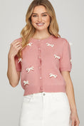 Load image into Gallery viewer, Bow Pink Cardigan
