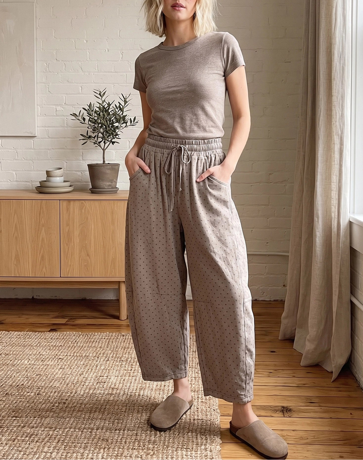 GRACE CREAM BARREL PANTS