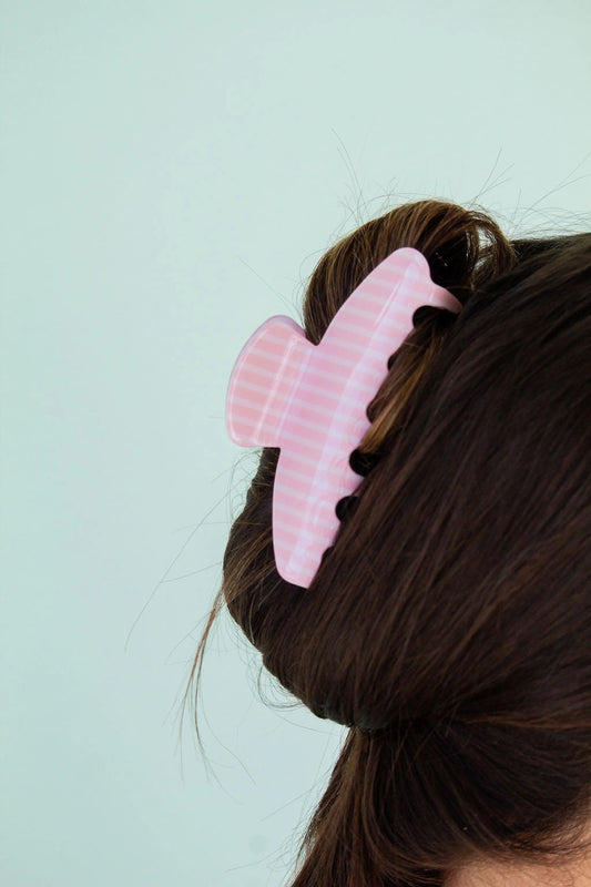 PINK STRIPE CLAW CLIP